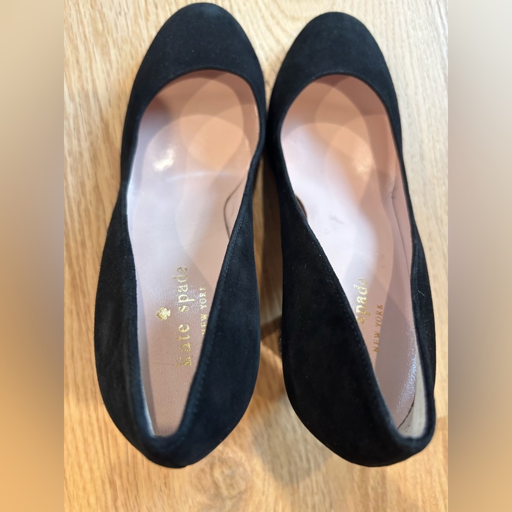 ✨ Kate Spade New York Anastasia Black Suede Glitter Block Heels size 7M - Picture 6 of 11